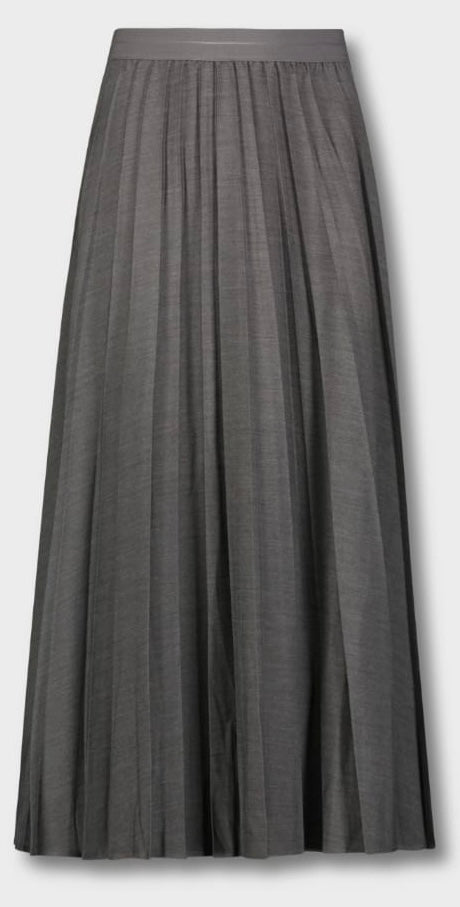 MELI DOUBLE PLEATED SKIRT-MIDI CHARCOAL - GreenTag Boutique