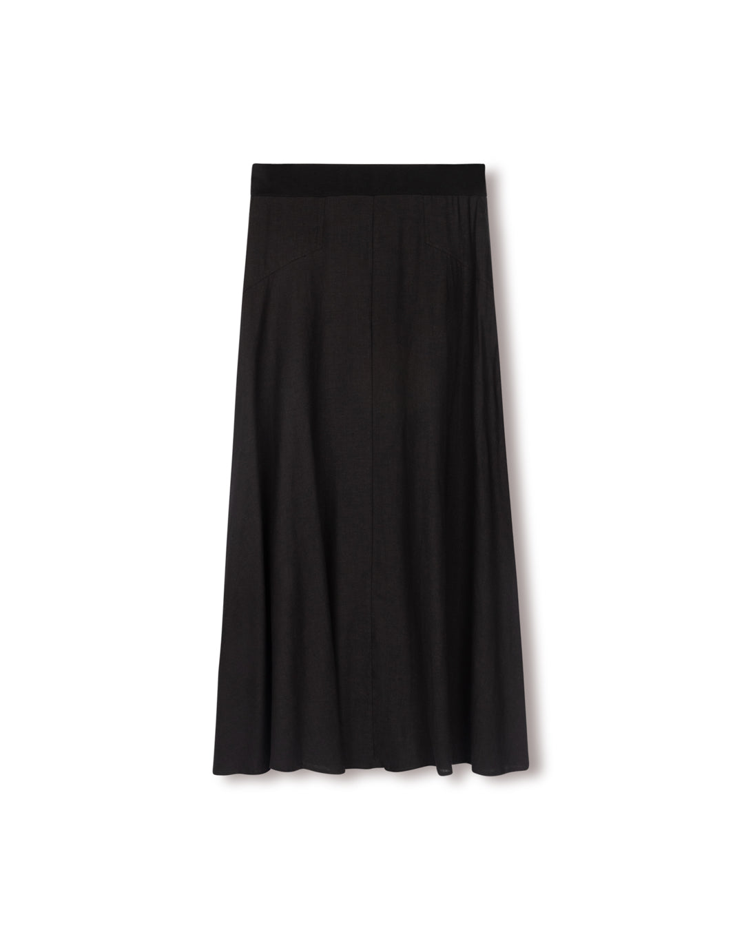 HONEST EDIT WAIST DETAIL LINEN SKIRT-MIDI BLACK