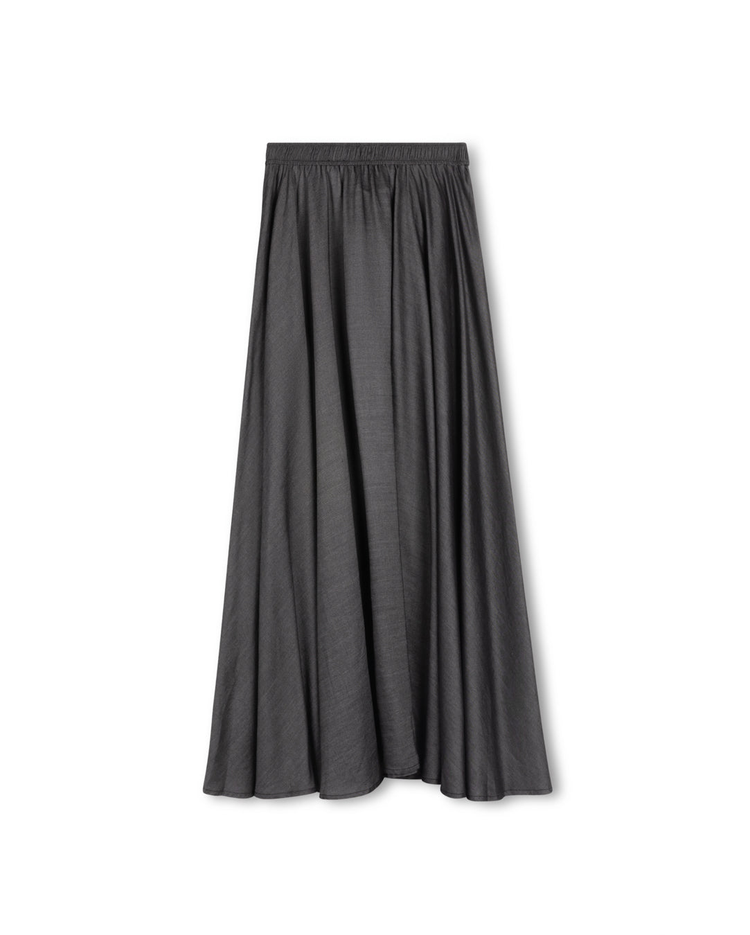 MODELLE FLOWY DENIM SKIRT-MIDI BLACK DENIM
