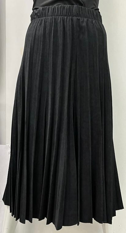 SOPHIA MESSY PLEATS CORDUROY SKIRT-27" BLACK