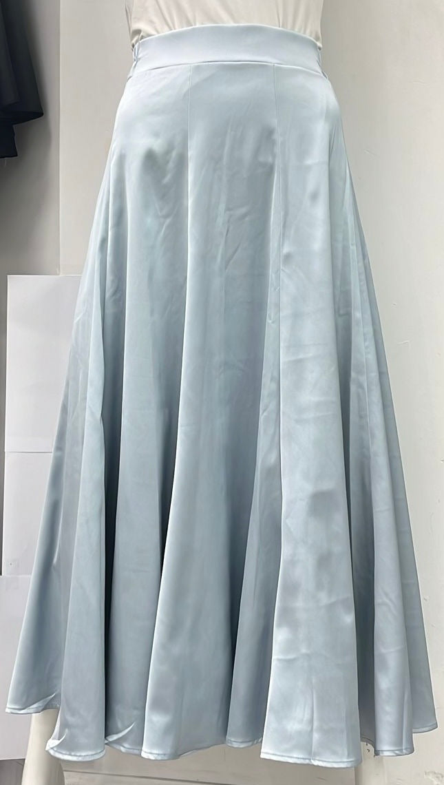 MISS ISSIPPI SATIN PANELED SKIRT-MIDI LIGHT BLUE