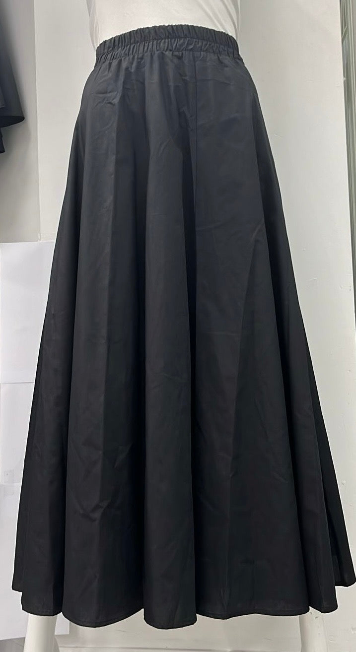 MISS ISSIPPI LINED PANELED SKIRT-MIDI BLACK