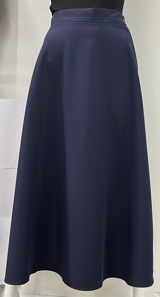 WEAR AND FLAIR FLAIRY SKIRT W SIDE BUTTON-MIDI NAVY