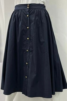 PEODE DESIGN GATHERED SKIRT W BUTTONS DOWN NAVY