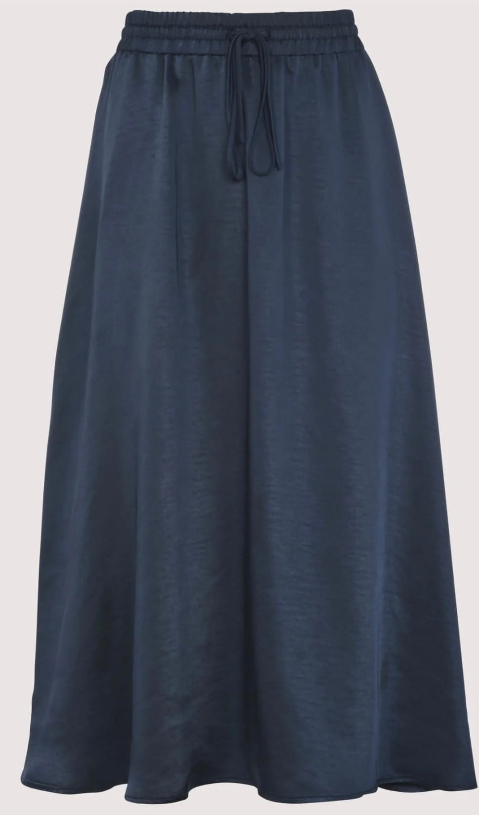 STORY SATIN GATHERED SKIRT W BOW NAVY