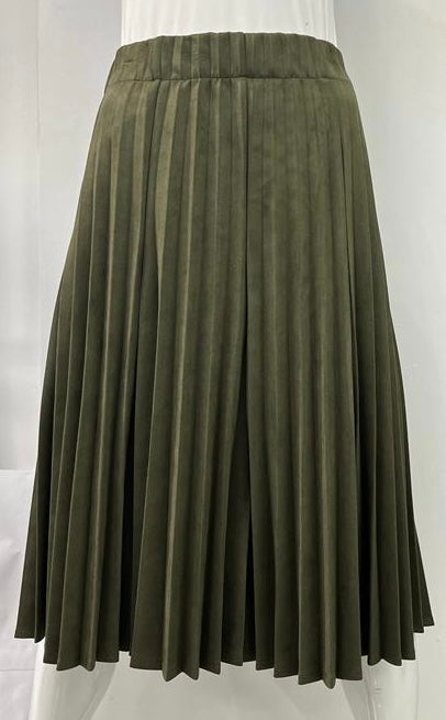 CLASS COLLECTION MESSY PLEATED SUEDE SKIRT-27 HUNTER GREEN