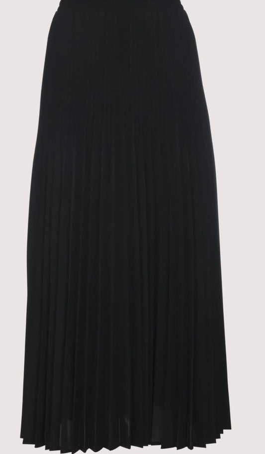 PORTRAIT SPLIT PLEATS SATIN SKIRT BLACK