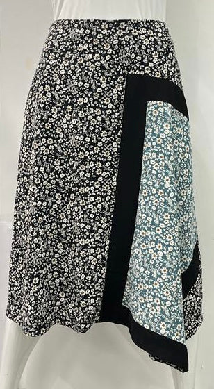 NONI FLORAL SKIRT W SIDE DETAIL BLACK/MULTI