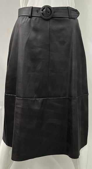 GINGER PLEATHER SKIRT W BELT BLACK