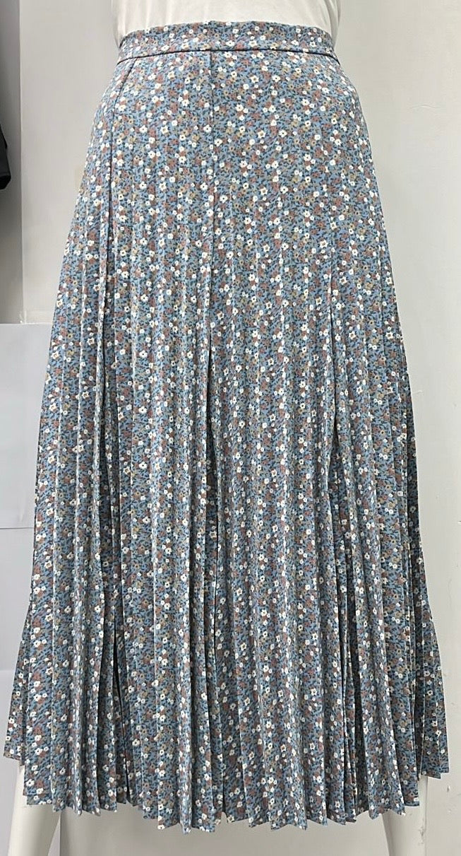 CLASS COLLECTION FLORAL MESSY PLEATED SKIRT-MIDI BLUE