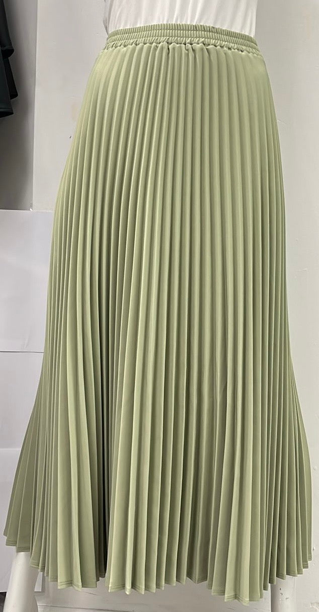 CLASS COLLECTION ACCORDION PLEATED SKIRT-MIDI GREEN