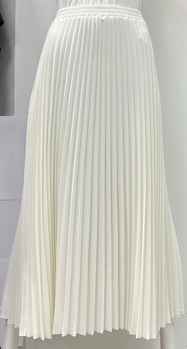 CLASS COLLECTION ACCORDION PLEATED SKIRT-MIDI WHITE