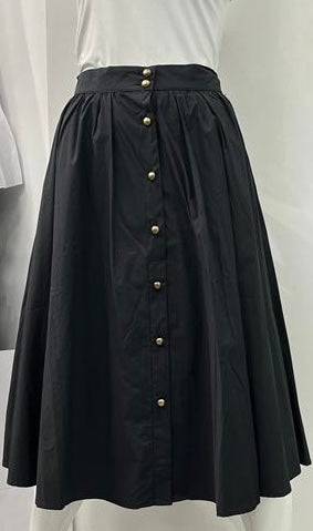 PEODE DESIGN GATHERED SKIRT W BUTTONS DOWN BLACK