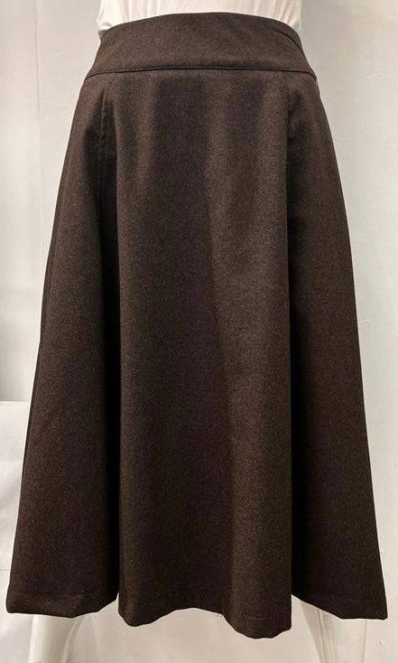 HIGH THE COLLECTION WOOLY A-LINE SKIRT W SEAMS-MIDI BROWN