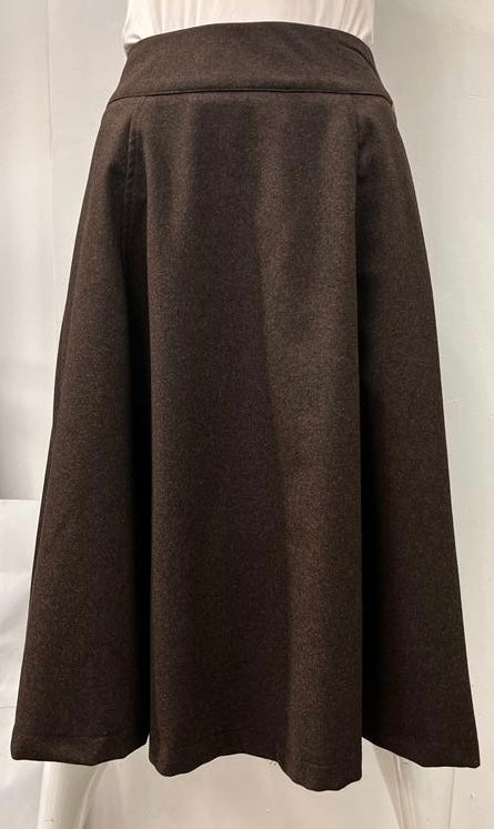 HIGH THE COLLECTION WOOLY A-LINE SKIRT W SEAMS BROWN