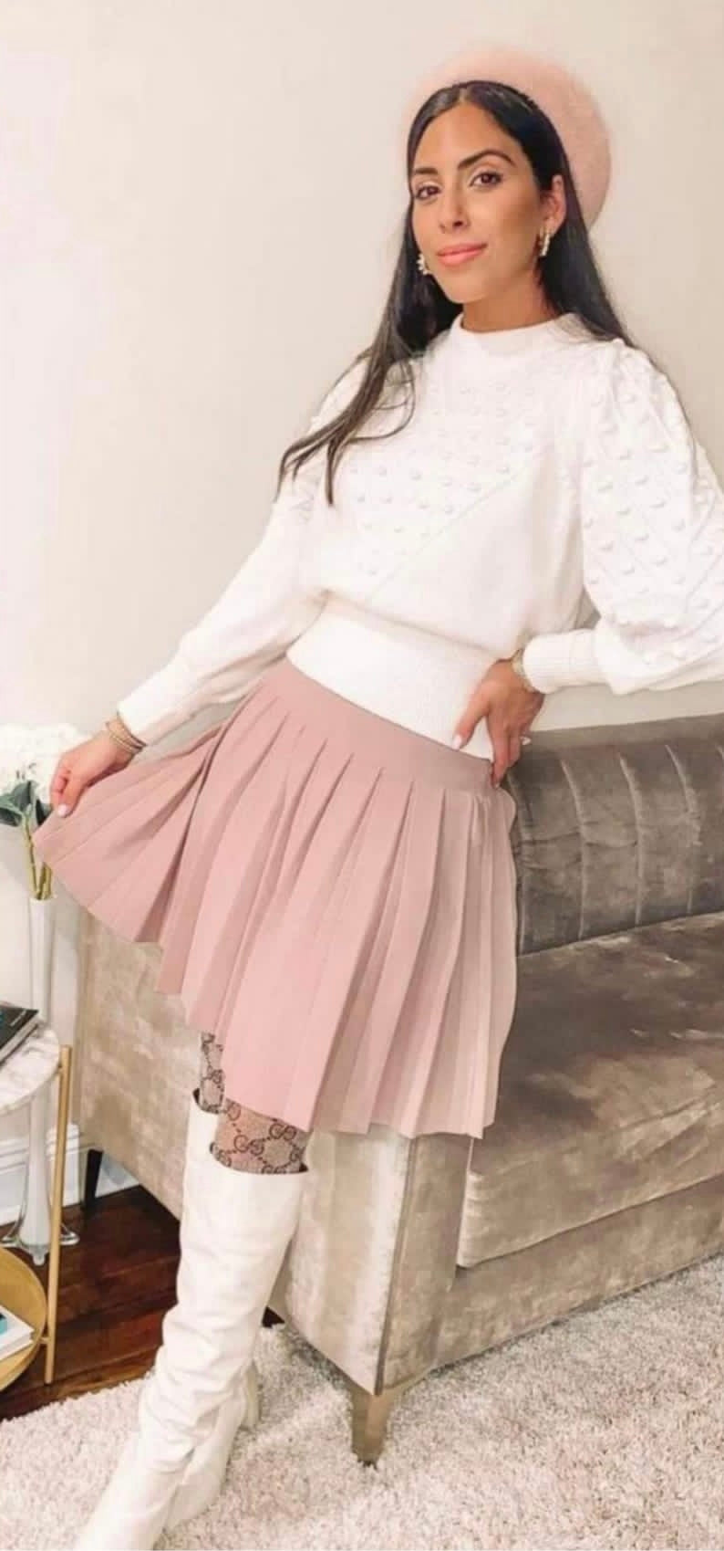 Dusty rose 2024 pleated skirt