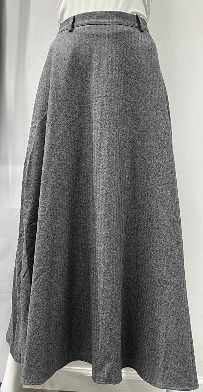 HONEYSEED WOOL FLAIRY MIDI SKIRT GREY