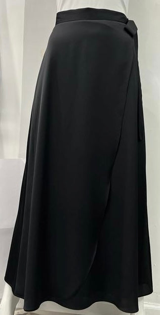 MORCEL MOSSIMO SATIN WRAP SKIRT-MIDI BLACK