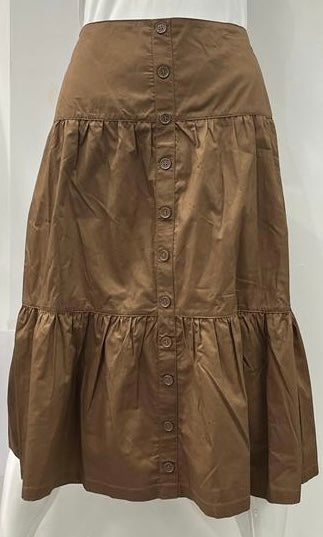 PRINCIPINO 3 TIERED BUTTON DOWN COTTON SKIRT M.BROWN