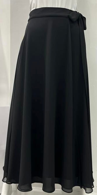 ERMANNA CHIFFON WRAP SKIRT-MIDI BLACK