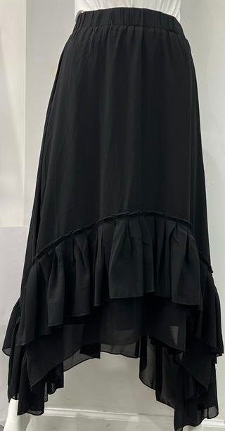 PASCAL CHIFFON HIGH LOW W RUFFLE BLACK