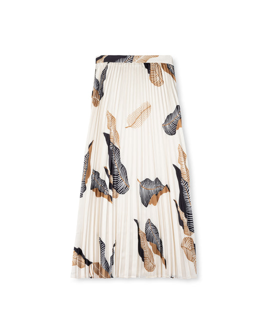 PORTRAIT FEATHER PRINTED SKIRT-MIDI MULTI