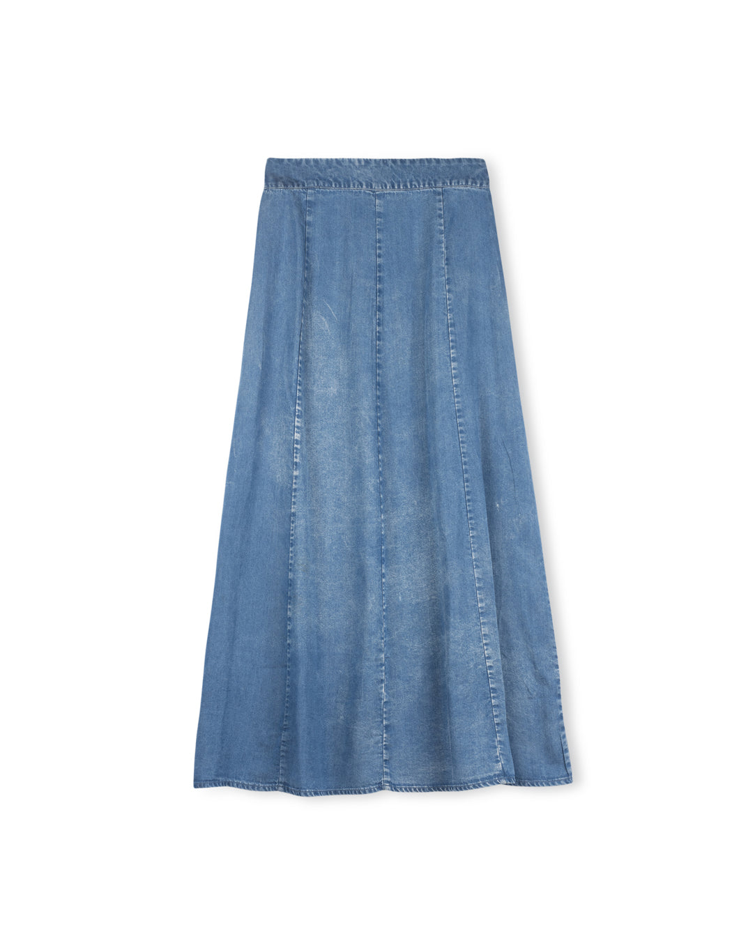 SINCE 2005 PANELED A-LINE SKIRT-MIDI BLUE DENIM