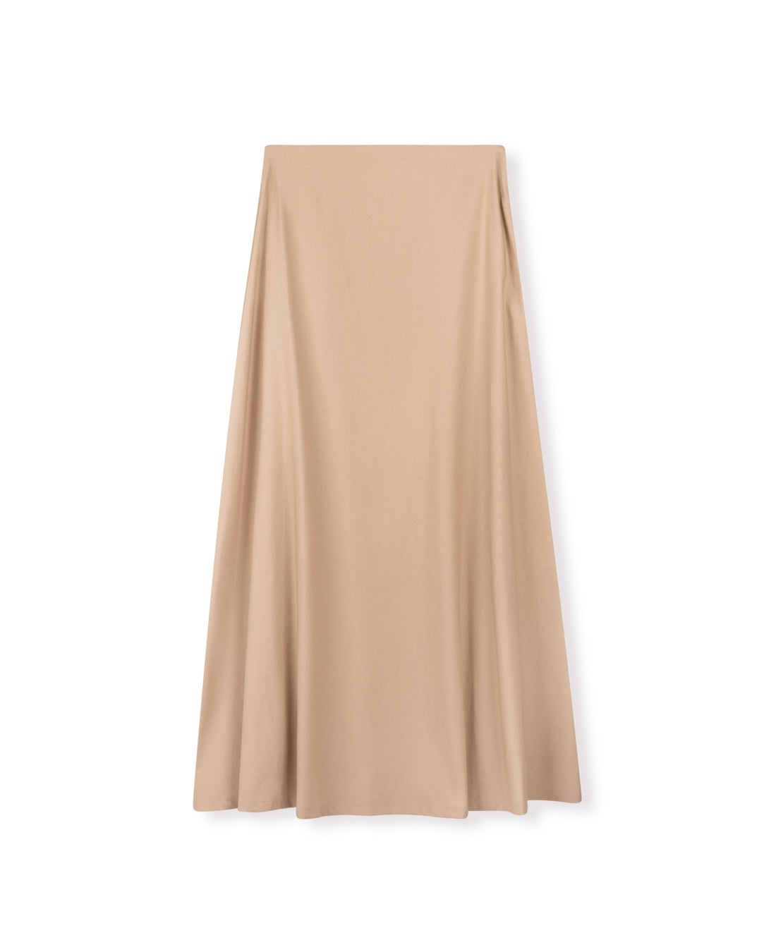 BEGONIA LINEN  A-LINE SKIRT W SIDE ZIPPER-MIDI NATURAL