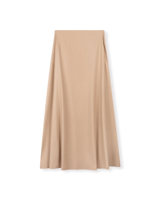 BEGONIA LINEN  A-LINE SKIRT W SIDE ZIPPER-MIDI NATURAL