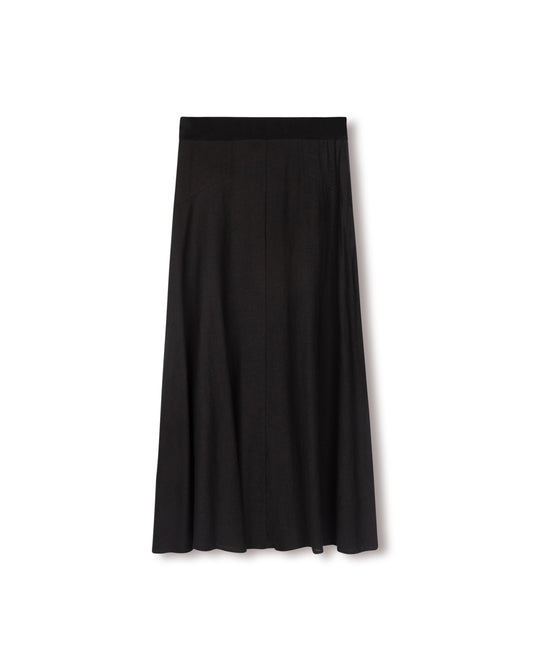 HONEST EDIT WAIST DETAIL LINEN SKIRT-MIDI BLACK