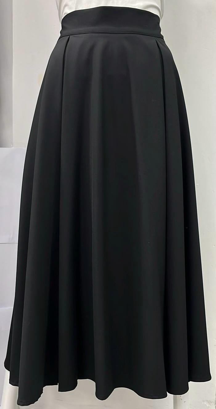 LITTLE BLACK SKIRT FRONT TWO PLEATS SKIRT-MIDI BLACK