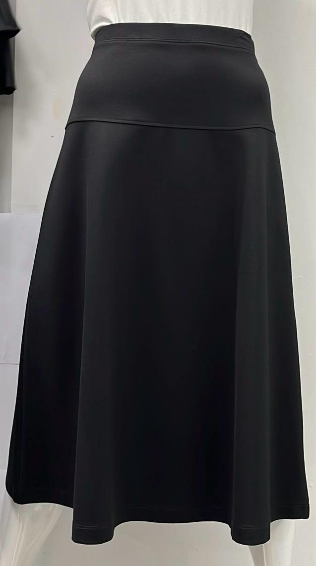 WEAR AND FLAIR PONTE SKIRT WITH YOKE 27" 29" BLACK