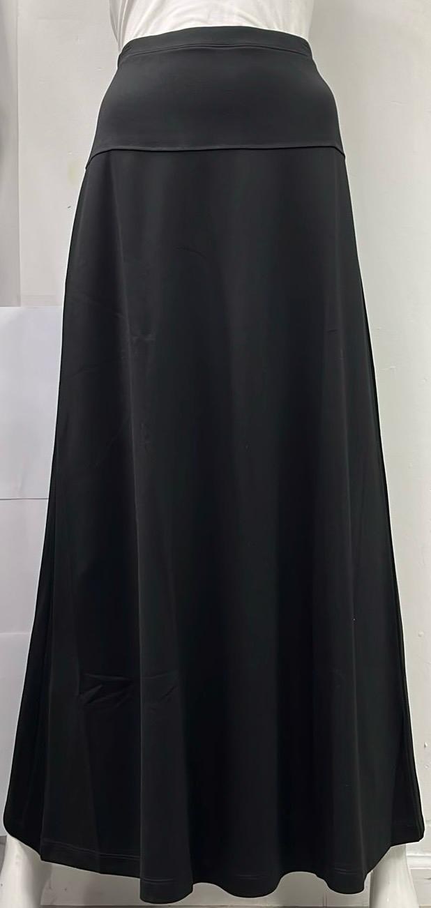 WEAR AND FLAIR PONTE MAXI SKIRT WITH YOKE BLACK