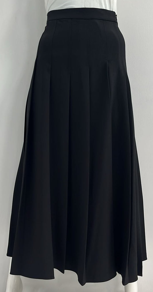 WEAR AND FLAIR PLEATED SKIRT W STICH DOWN DETAIL-35" BLACK