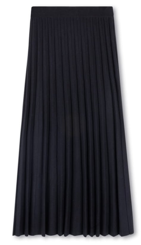 SHIFT PLEATED KNIT SKIRT-MIDI BLACK