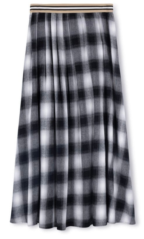 SLATE CHECKERED SKIRT-MIDI MULTI