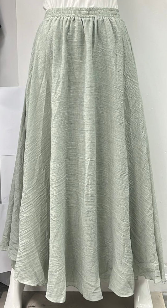 PAPER PARACHUTE GAUZE FULL SKIRT-MIDI GREEN