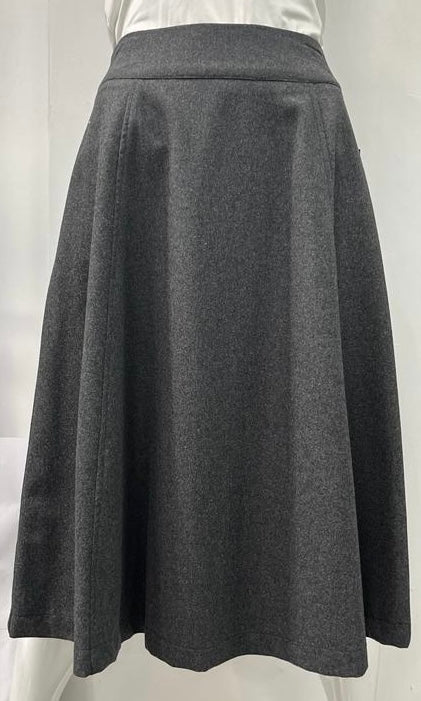 HIGH THE COLLECTION WOOLY A-LINE SKIRT W SEAMS CHARCOAL