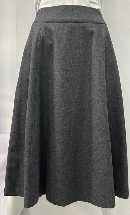 HIGH THE COLLECTION WOOLY A-LINE SKIRT W SEAMS-MIDI CHARCOAL