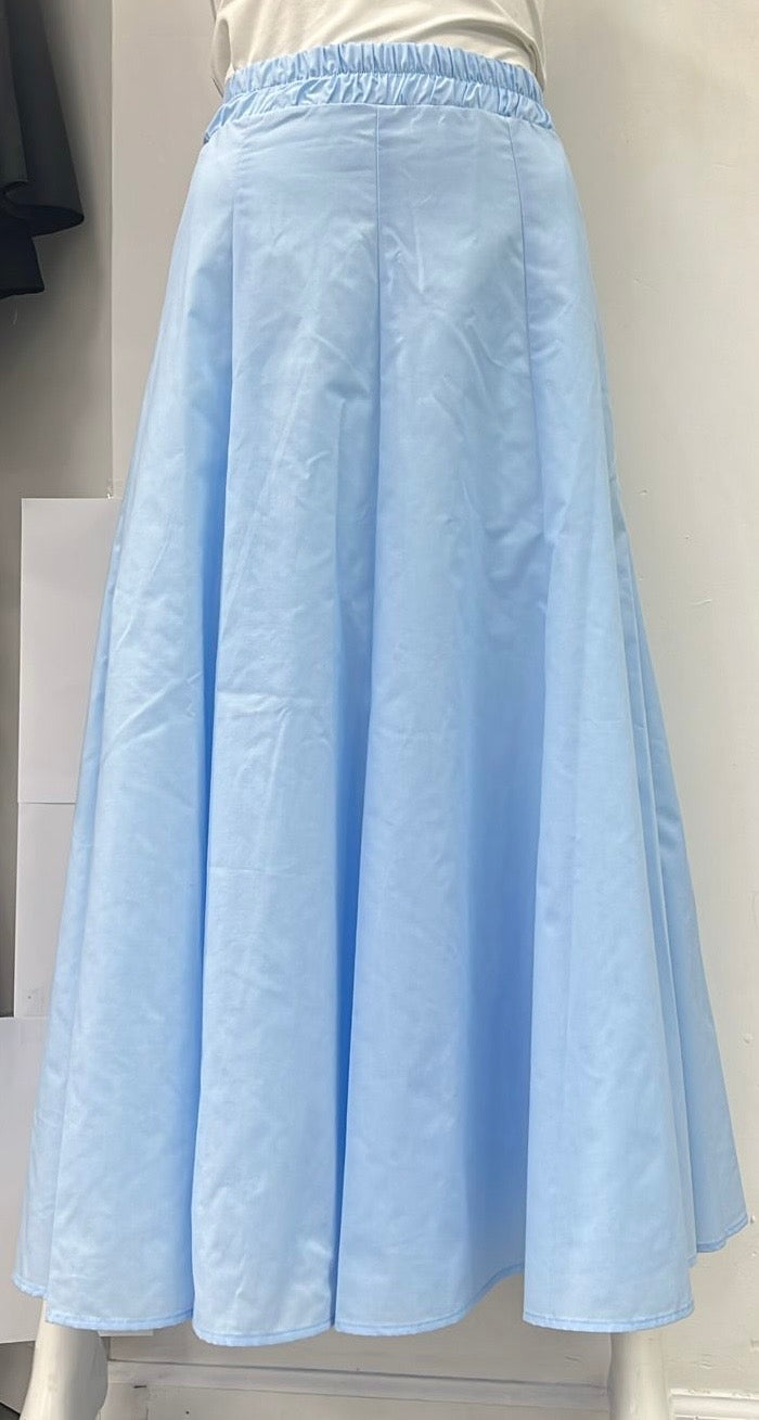 MISS ISSIPPI LINED PANELED SKIRT-MIDI LIGHT BLUE