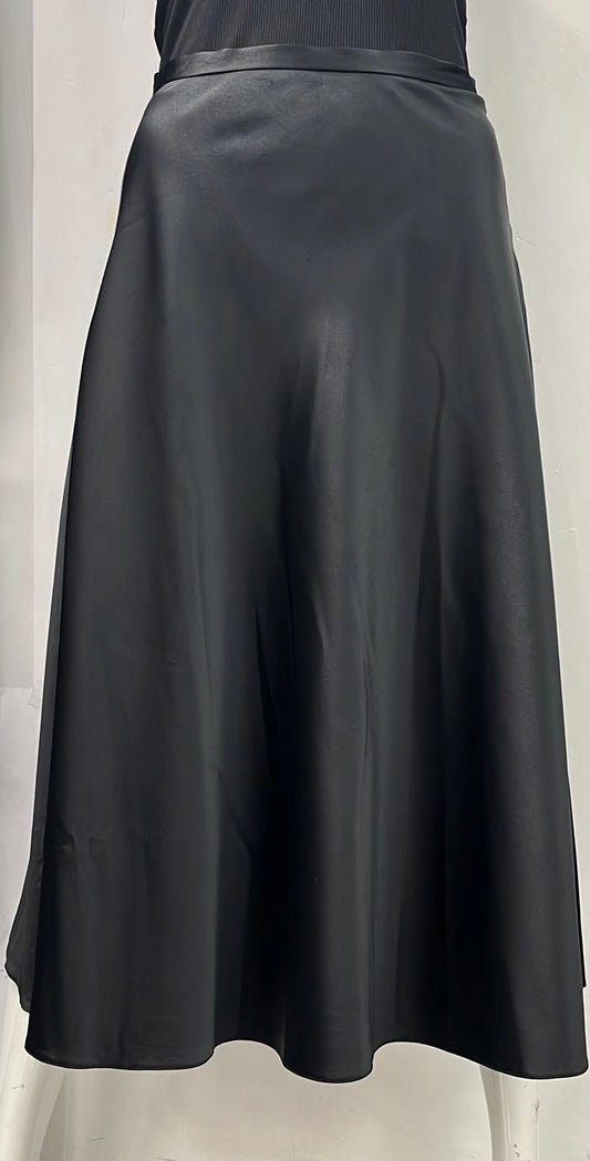 BIANCO NERO SATIN SKIRT -MIDI BLACK