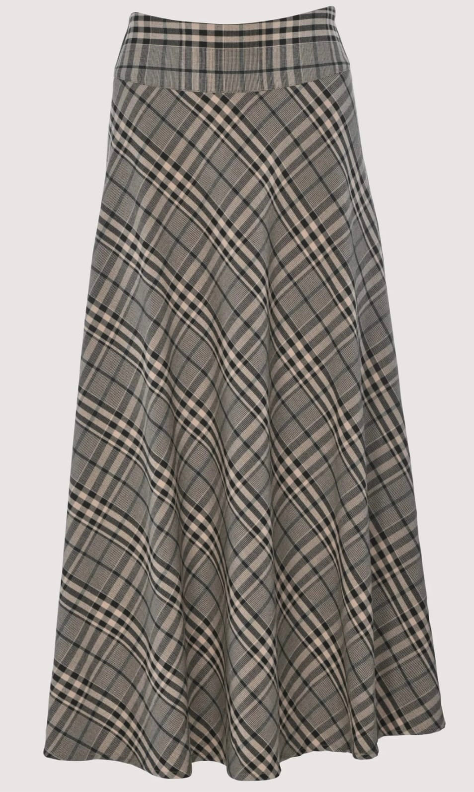 TWEED PLAID A-LINE SKIRT BROWN PLAID