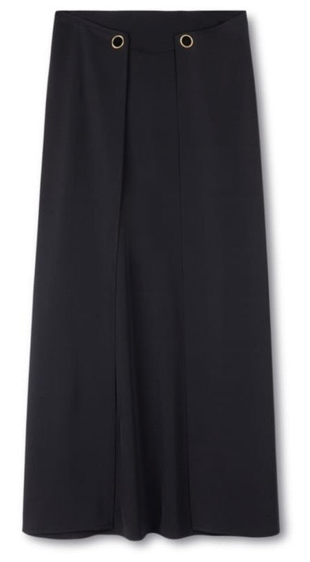 GEMMA ALBRIGHT 2 BUTTON OVERLAY SKIRT BLACK