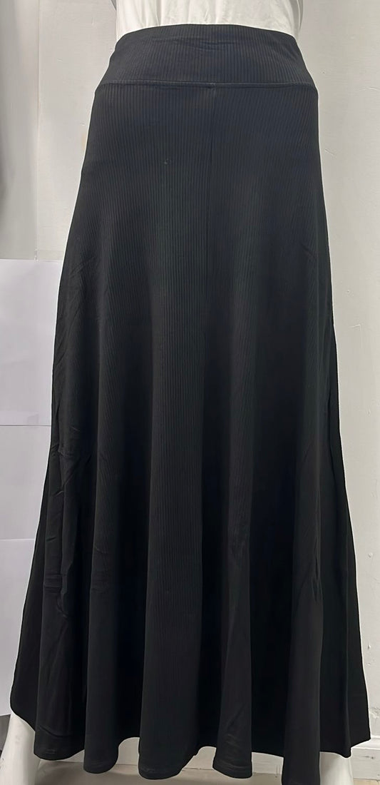 MONN RIBBED A-LINE SKIRT BLACK