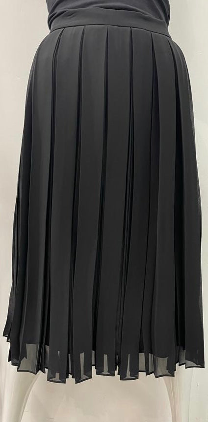 CARLUCCI CHIFFON DOUBLE BOX PLEAT SKIRT BLACK