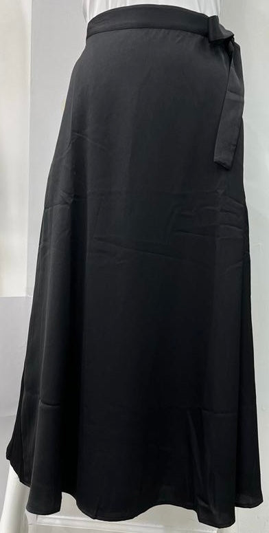 HONEYSEED SATIN WRAP SKIRT-MIDI BLACK