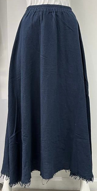 THE NORWAY CLUB PULL ON FRINGE SKIRT-MAXI DARK DENIM