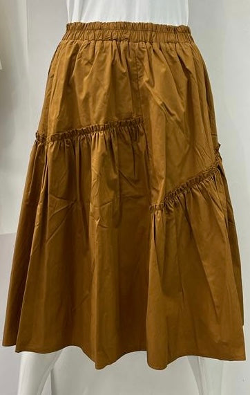 PEODE DESIGN COTTON SKIRT W RUFFLE-LONGER BRONZE