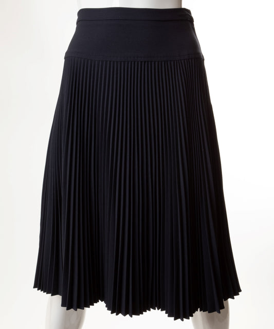 PANIZ ACCORDION PLEAT YOKE SKIRT 29" NAVY