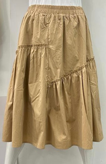 PEODE DESIGN COTTON SKIRT W RUFFLE-LONGER TAN